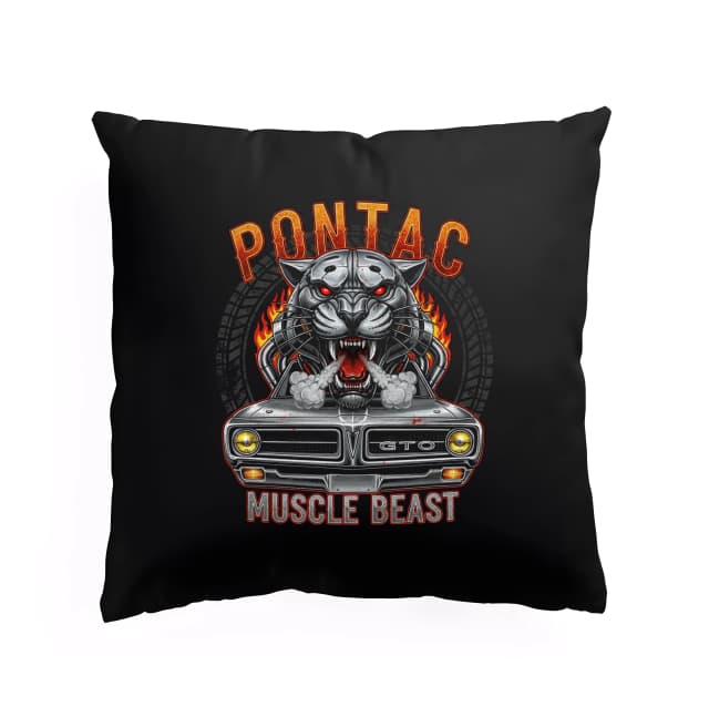 Polštář Divoký Pontiac Gto Ocelová Šelma Muscle Beast V Plamenech