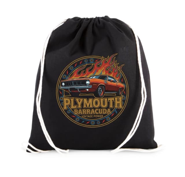Vak na záda Plymouth Barracuda Legendární Retro Plameny A Síla Vintage Amerického Muscle