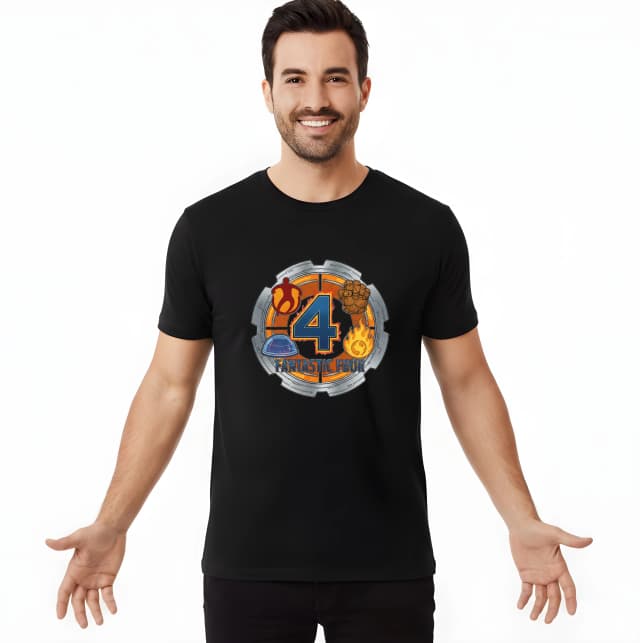 Pánské tričko Ikonický Design Fantastic Four Ohnivá Síla Kamenný Úder A Neviditelná Moc