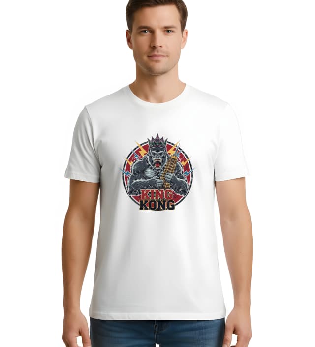Pánské tričko Královský Výkřik King Kong S Korunou A Mrakodrapy