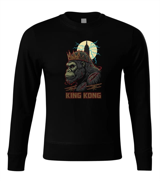 Mikina bez kapuce Královský King Kong S Korunou Šrámy A Měsíčními Blesky