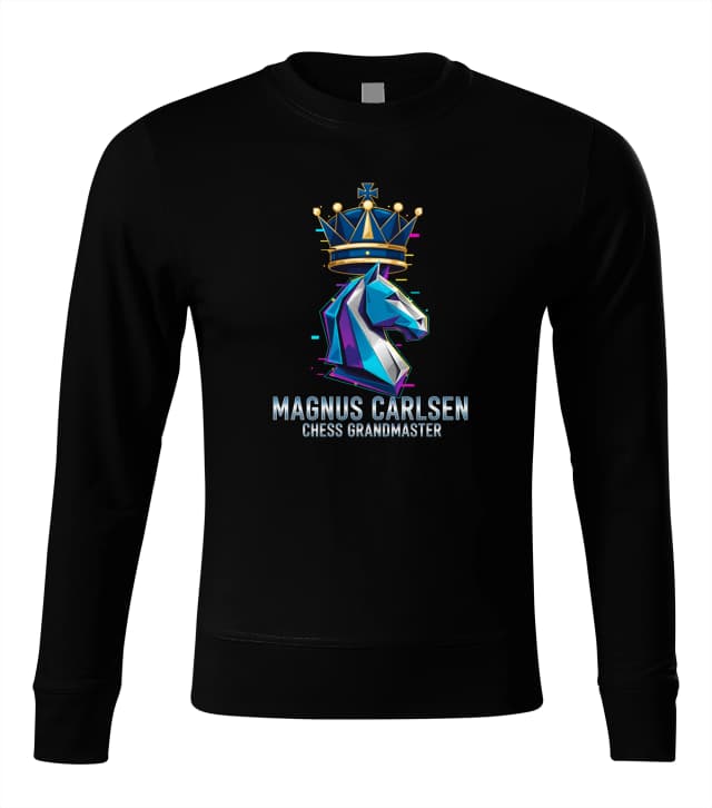Mikina bez kapuce Magnus Carlsen Královský Neonový Rytíř Šachová Geometrie A Síla