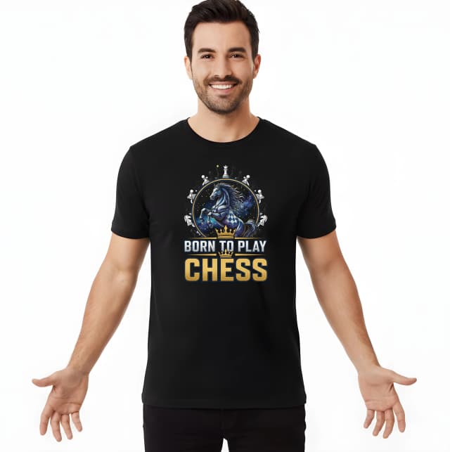 Pánské tričko Královský Šachový Jezdec Z Hvězd Born To Play Chess