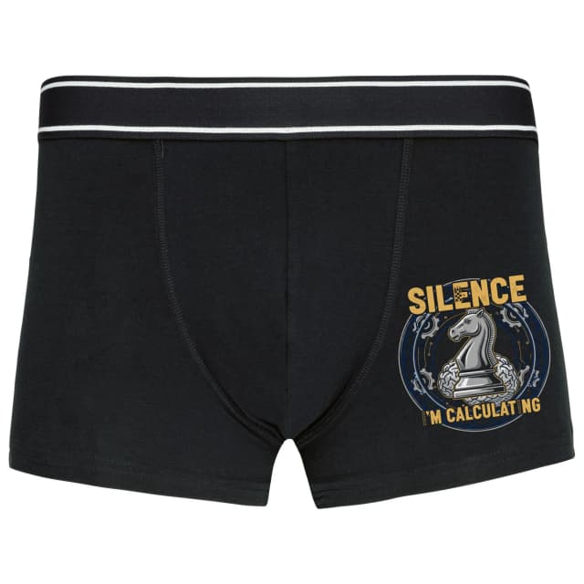 Boxerky Šachový Jezdec A Kalkulující Mozek Silence Im Calculating