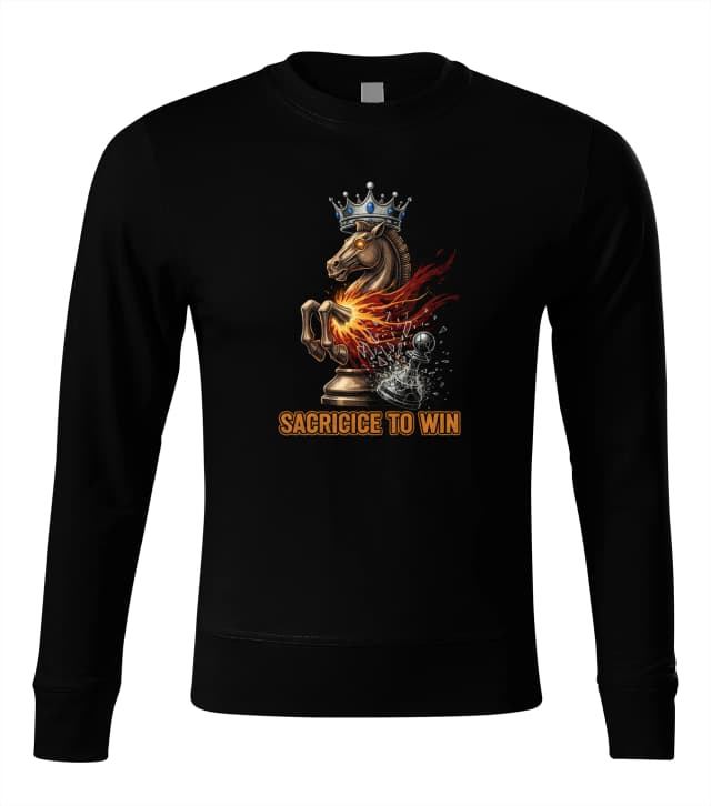 Mikina bez kapuce Šachový Ohnivý Jezdec Oběť Pro Vítězství Sacrifice To Win