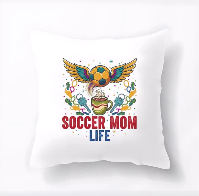 Polštář Život Soccer Mom Káva Klíče Píšťalka Kopačky A Křídla