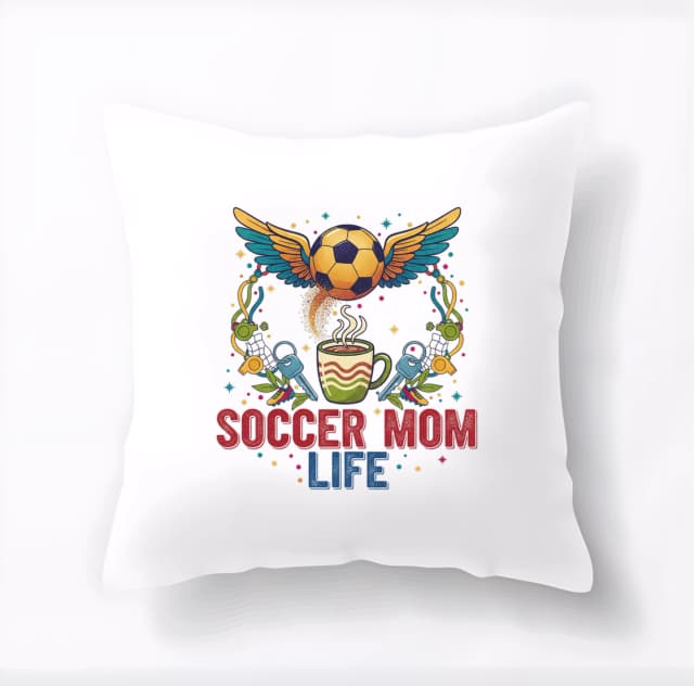 Polštář Fotbalová Máma Soccer Mom Life Káva Křídla A Klíče