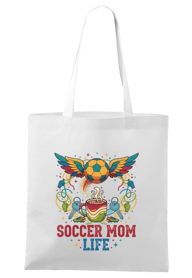 Nákupní taška Soccer Mom Life Káva Křídla Klíče A Píšťalky Fotbalových Maminek