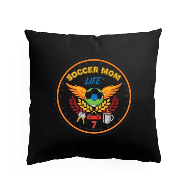 Polštář Soccer Mom Life Křídla Pro Fotbalovou Mámu  Káva Klíče Zápasy