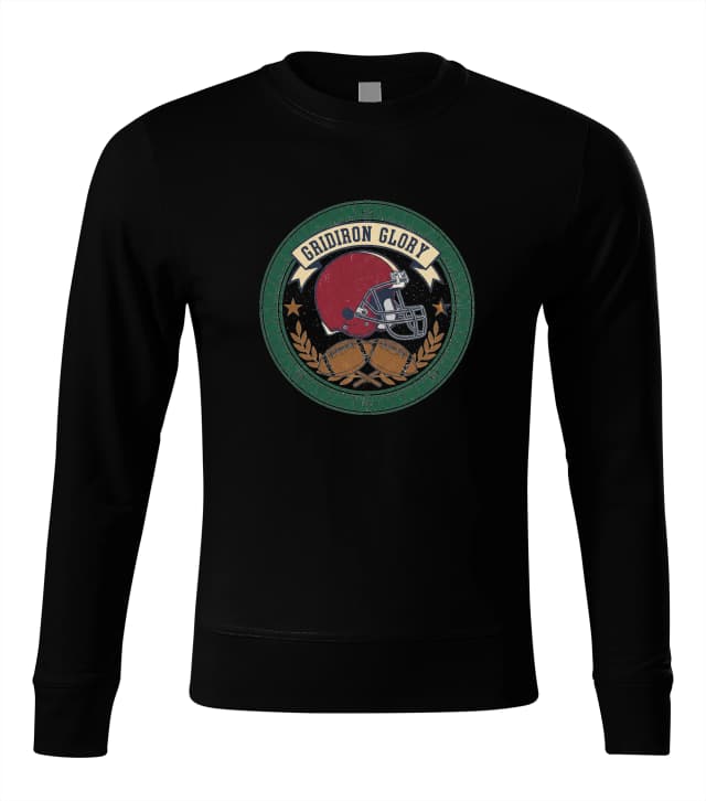 Mikina bez kapuce Gridiron Glory Americký Fotbal Vintage Helma A Křížící Se Míče