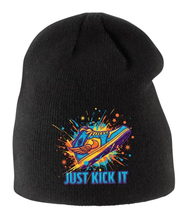Dětská zimní čepice Neonový Sneaker S Křídly A Graffitovou Explozí Just Kick It