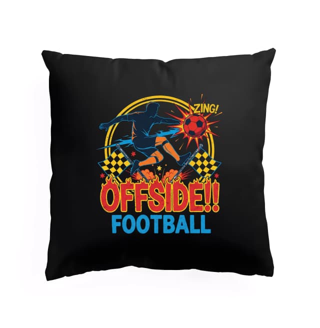 Polštář Offside Epická Fotbalová Exploze V Retro Komiksovém Stylu S Žhavými Vlajkami