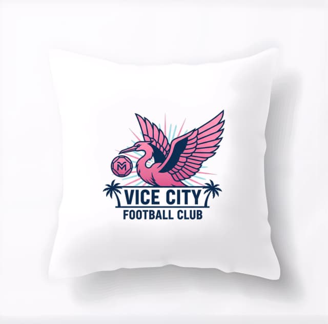 Polštář Vice City Růžový Plameňák Fotbalový Klub Tropický Miami Vibe
