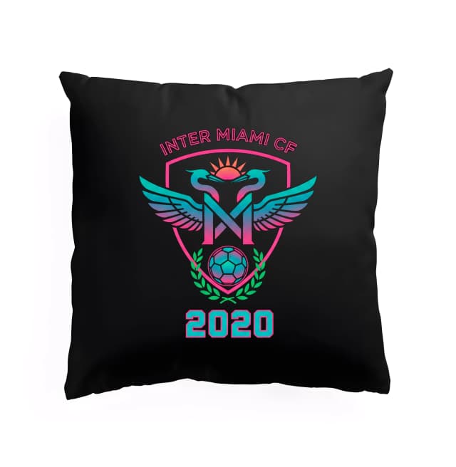 Polštář Neonový Štít Inter Miami S Elegantními Křídly A Fotbalem 2020