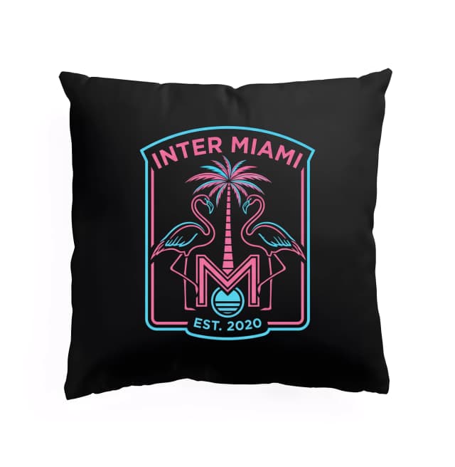 Polštář Miami Neon Plameňáci A Palmy V Růžovomodrém Retro Stylu