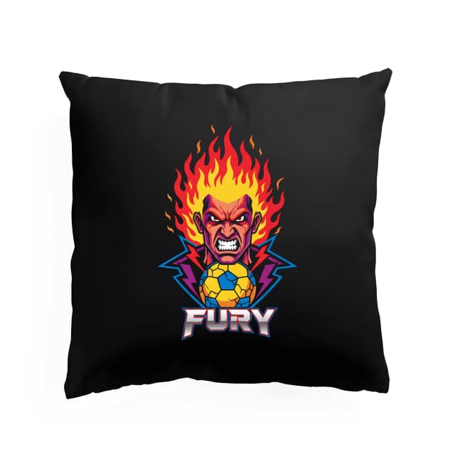 Polštář Plamenná Fury Zuřivý Fotbalový Hráč Emblém Síly A Vášně