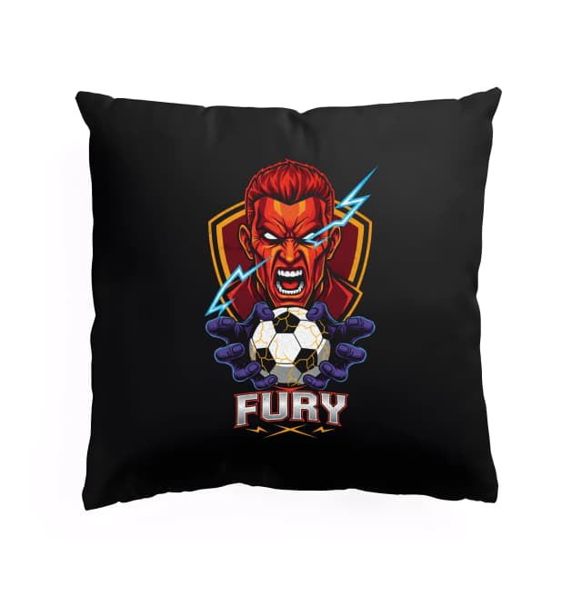 Polštář Rudý Hněv Fotbalu Elektrizující Fury Držící Bleskový Míč