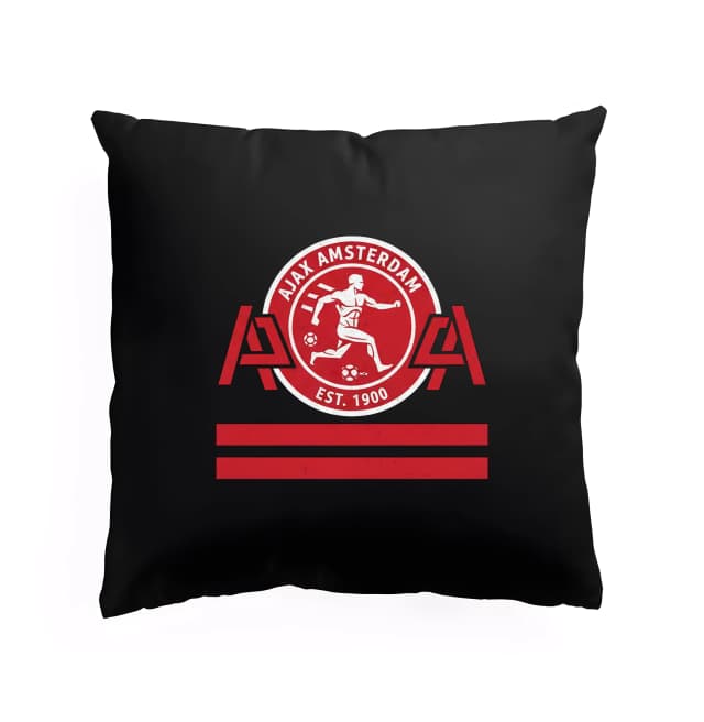 Polštář Ajax Amsterdam Červenobílý Retro Emblém S Antickým Běžcem A Třemi Pruhy