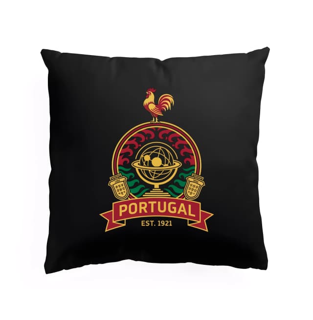 Polštář Portugal Kohout Zlatý Erb S Globem Štíty A Fotbalovou Legendou