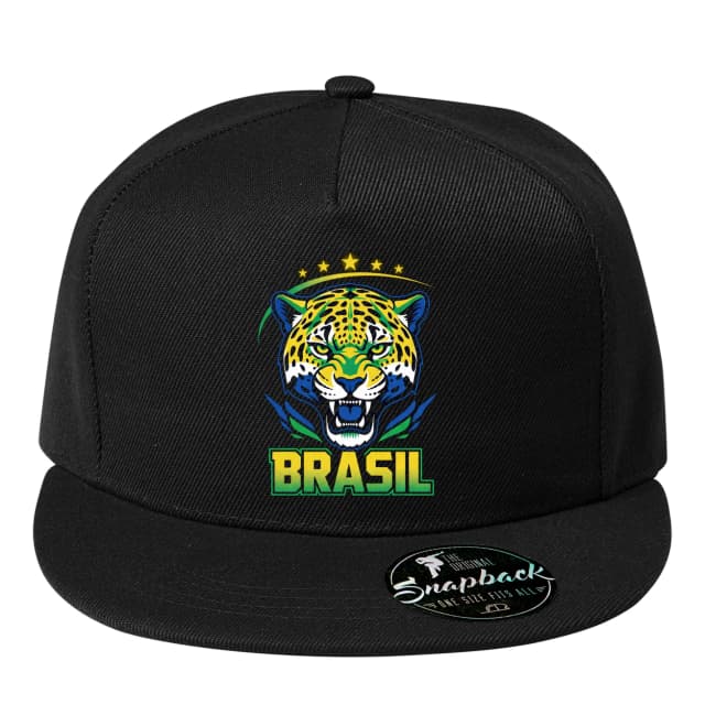 Snapback Divoký Jaguár Brasil Zlatý A Zelený Fotbalový Emblém Síly