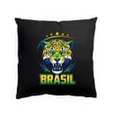 Polštář Divoký Jaguár Brasil Zlatý A Zelený Fotbalový Emblém Síly