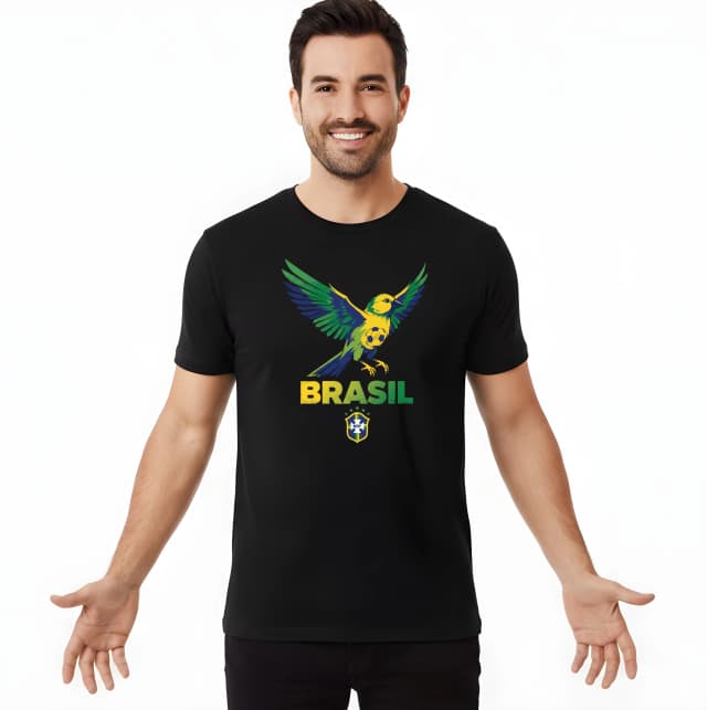 Pánské tričko Brasil Zelenožlutý Kanár Fotbalová Hrdost A Letící Míč