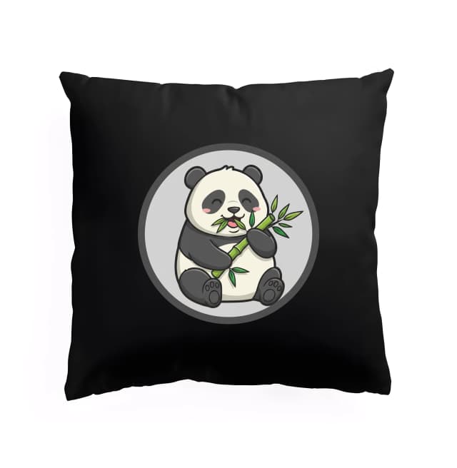 Polštář Roztomilá Kreslená Panda Jící Bambus Šťastné Dětské Kruhové Logo