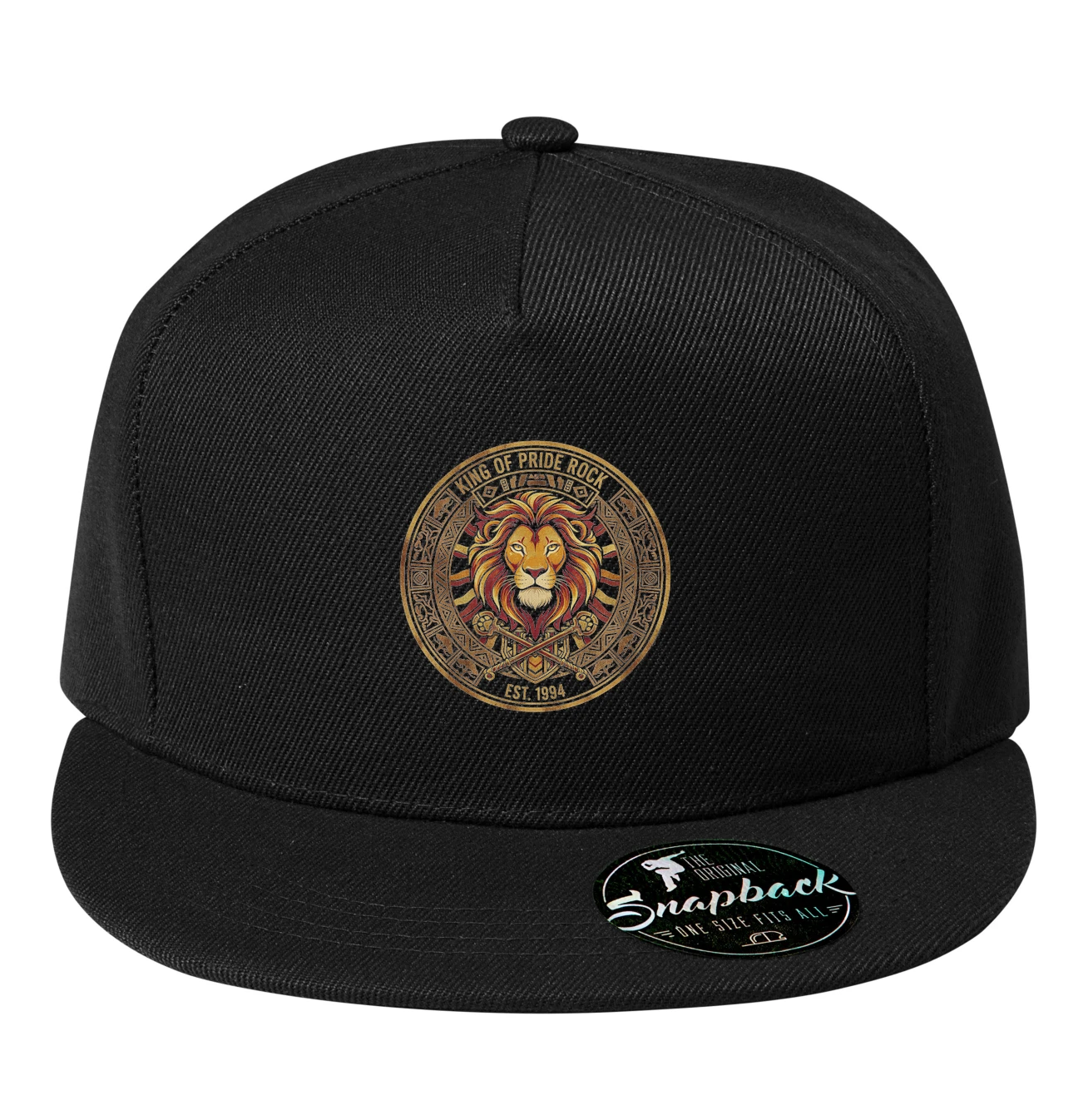 Snapback Majestátní Lev Heraldický Portrét Krále Z Pride Rocku Ve Zlatém Ornamentu