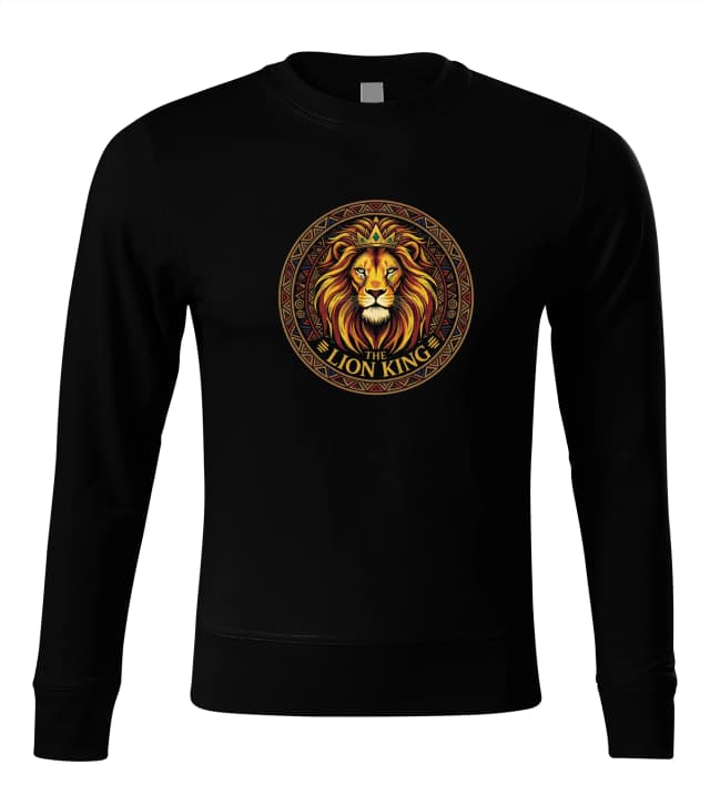 Mikina bez kapuce Královský Majestát Epický Portrét The Lion King S Ohnivou Hřívou