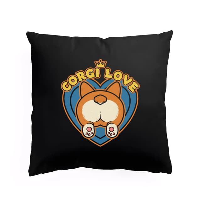 Polštář Corgi Love Korunovaný Zadeček V Retro Srdci