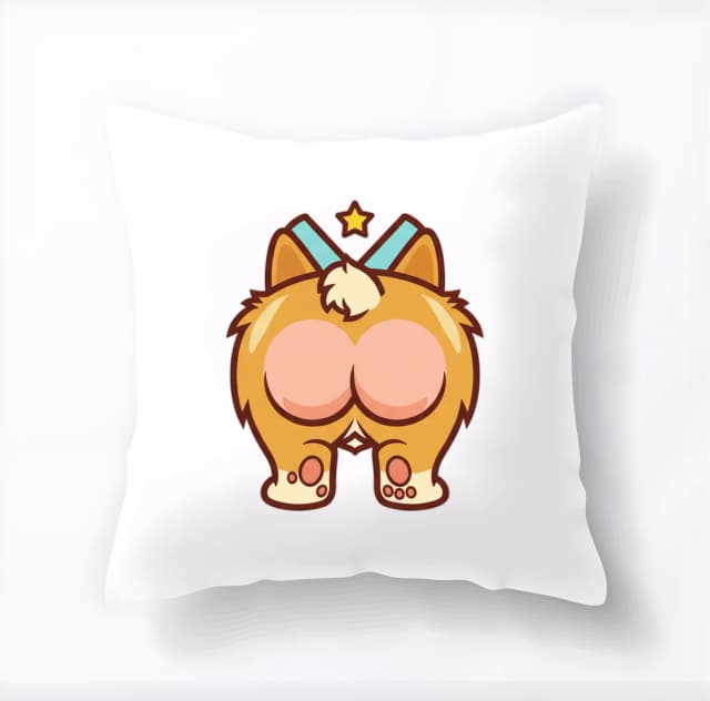 Polštář Roztomilý Corgi Zadek Se Hvězdou A Tyrkysovými Pruhami