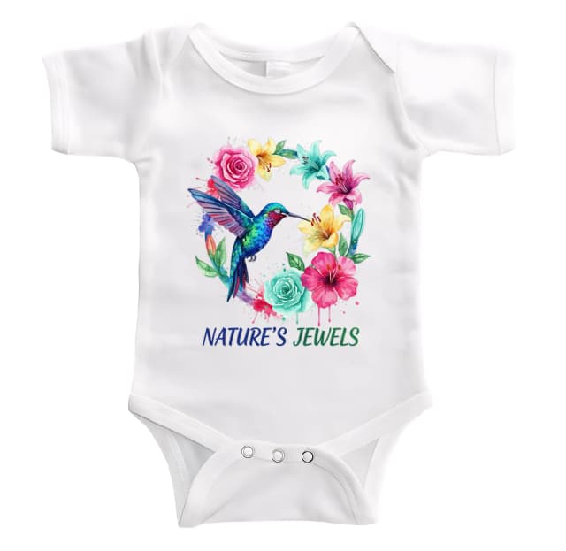 Dětské body Akvarel Kolibřík A Květinový Věnec Přírodní Šperky Natures Jewels