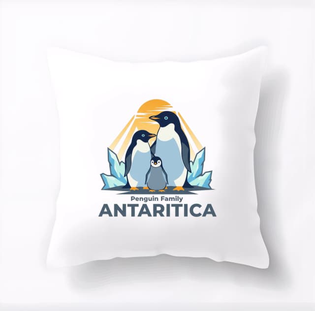 Polštář Rodinný Příběh Tučňáků U Zářících Ledových Krystalů Antarctica