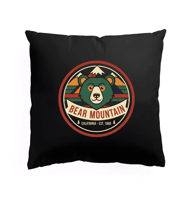 Polštář Retro Odznak Bear Mountain Medvěd V Kalifornských Horách Est 1960