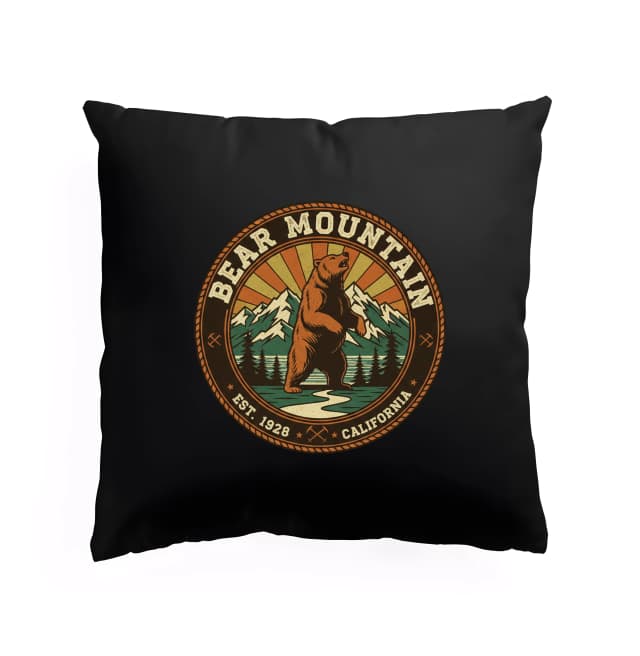Polštář Medvědí Hora Kalifornie Vintage Retro Hory Lesy A Západ Slunce