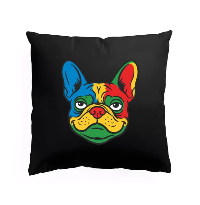 Polštář Explozivní Barevná Tvář French Bulldog V Pop Art Stylu Vtipná Ilustrace