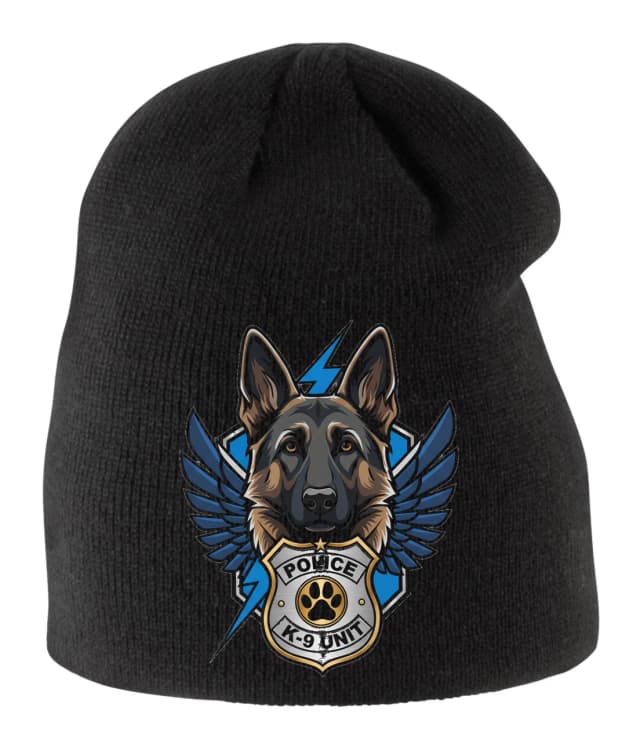 Dětská zimní čepice Německý Ovčák Odznak Police K9 Unit S Bleskem A Křídly