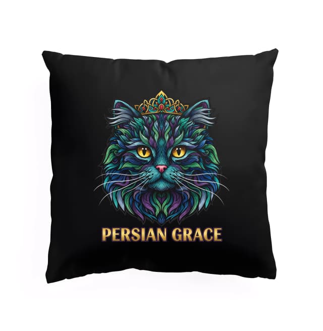 Polštář Persian Grace Královská Perská Kočka S Korunou V Pestrobarevném Ornamentálním Portrétu