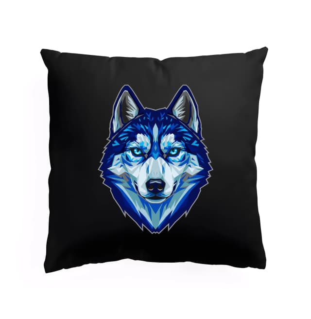 Polštář Ledový Vlčí Portrét S Geometrickými Modrými Očima A Siberian Husky Duší