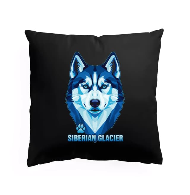 Polštář Ledový Pohled Siberian Glacier Modrooký Husky V Geometrickém Stylu