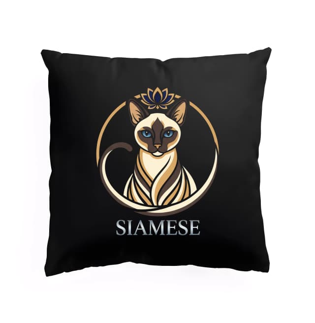 Polštář Elegantní Siamese Zlatý Lotos Královská Silueta A Modré Oči
