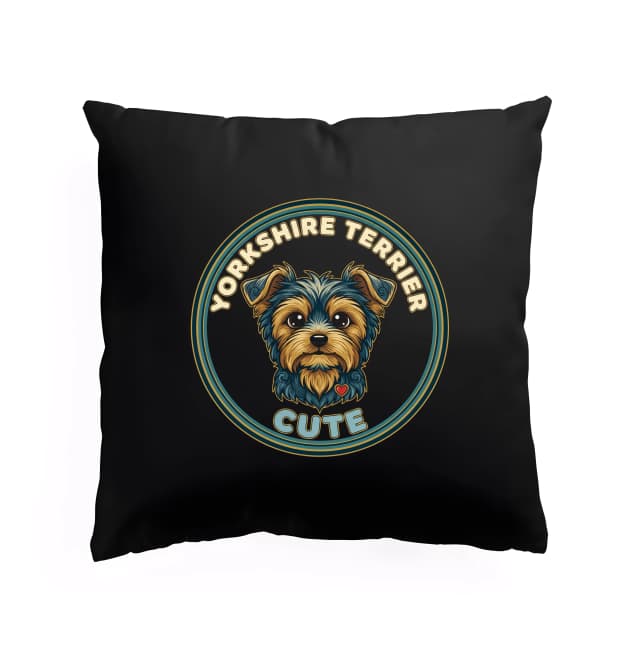 Polštář Roztomilý Yorkshire Terrier Retro Odznak Plný Lásky