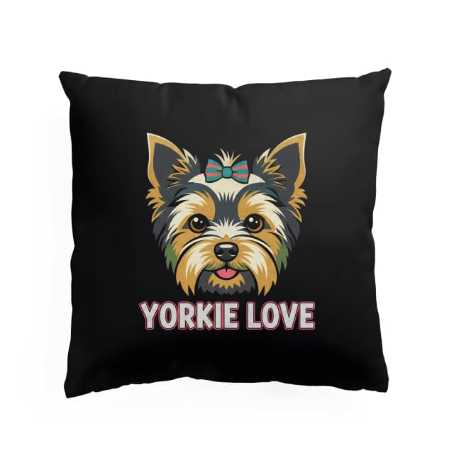 Polštář Roztomilý Yorkie Love S Barevnou Mašlí Pro Milovníky Yorkshire Teriérů