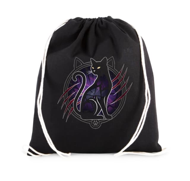 Vak na záda Černá Magie Black Cat Stínová Kočka Ve Fialovém Skleněném Kruhu