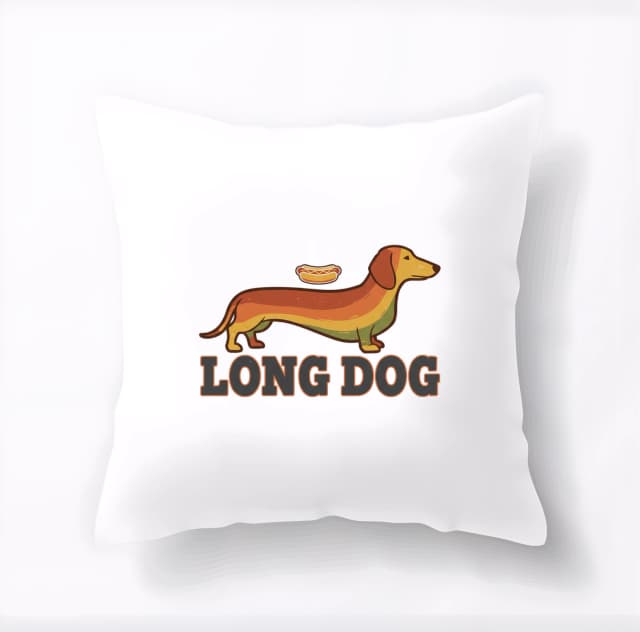 Polštář Retro Pruhovaný Jezevčík Long Dog Dachshund Hotdog Pro Milovníky
