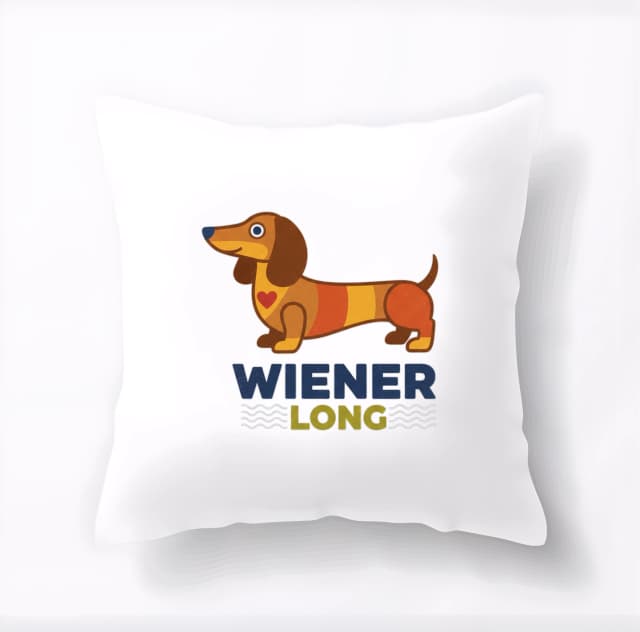 Polštář Roztomilá Vintage Ilustrace Dlouhého Jezevčíka Srdcem Wiener Dog