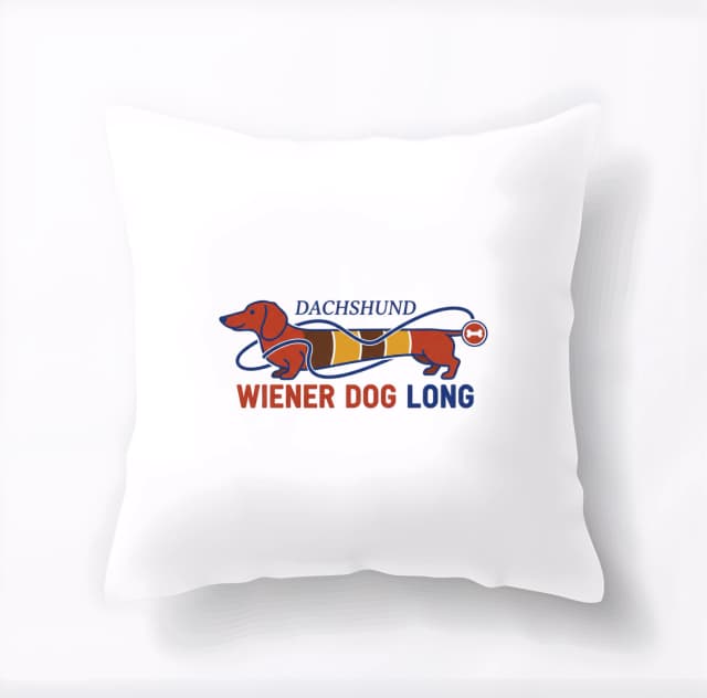 Polštář Dlouhý Dachshund A Wiener Dog Ve Veselém Retro Stylu S Kostí