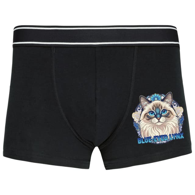 Boxerky Modrooká Kočka V Modré Mandale Luxusní Blue Eyed Lynx Ilustrace