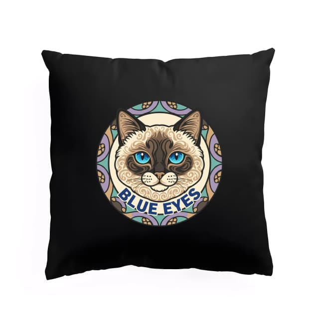 Polštář Modrooká Ragdoll Mandala S Blue Eyes Stylizovaný Kočičí Portrét