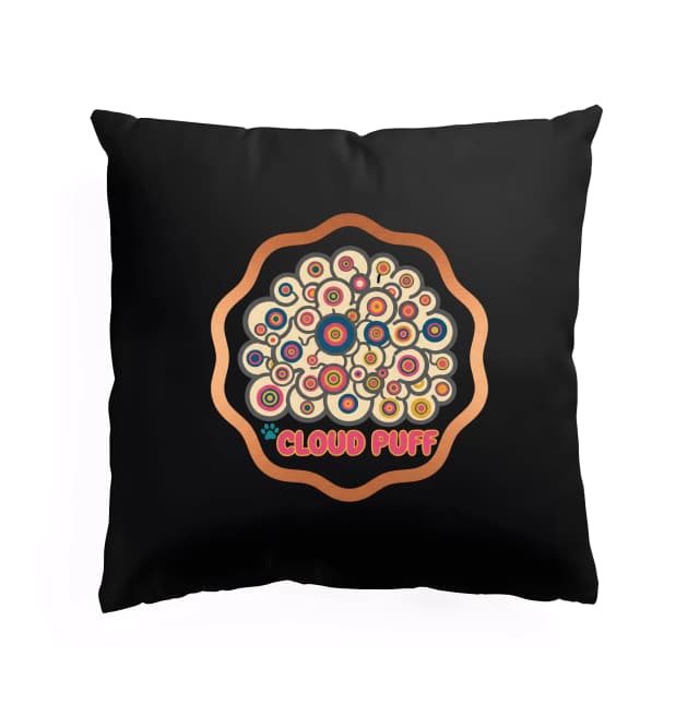Polštář Barevný Kudrnatý Pěnový Mrak S Retro Kruhy A Tlapkou Cloud Puff